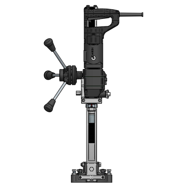 CARDI DS 200 hand-held core drill on stand with DPT micro-percussion technology, front view.