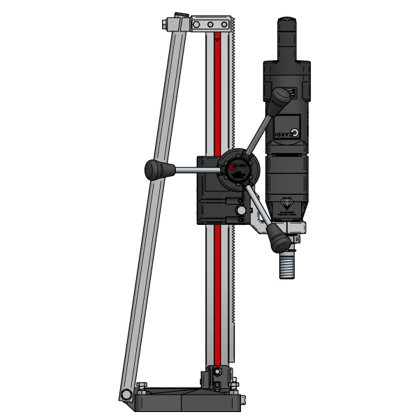 CARDI DS 200 hand-held core drill on stand with DPT micro-percussion technology, side view.