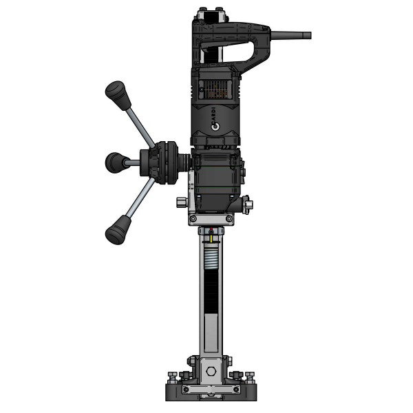 CARDI HS 250 hand-held core drill on stand with DPT micro-percussion technology, front view.