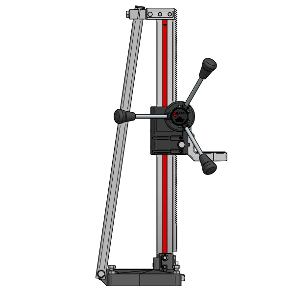 CARDI LDP 200-2 drill core aluminum stand with DPT anti-vibration technology, side view.