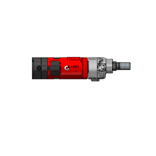 CARDI T2200 SU-15 core drill motor for wet drilling on stand, side image.