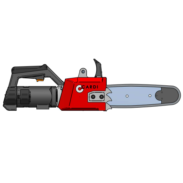 CARDI AL22-43 chainsaw with 43 cm bar and chain for dry cuts, side image.