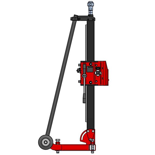 CARDI C 600 steel drill stand for core drill motor, heavy-duty for large drillings, side view.