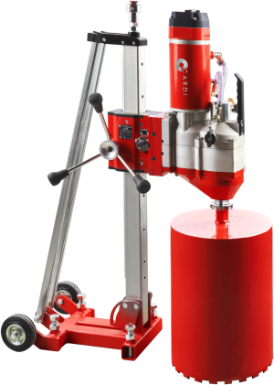 CARDI 1005 core drill with stand and core bit for wet drilling.