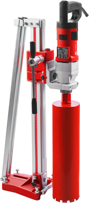 CARDI 183 hand-held core drill with stand and core bit for wet and dry drilling.
