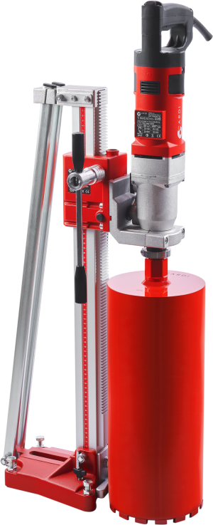 CARDI 187 hand-held core drill with stand and core bit for wet drilling.