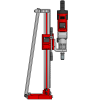 CARDI 185 hand-held core drill with stand for wet and dry drilling, side view.