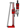 CARDI 187 hand-held core drill with stand for wet drilling, side view.