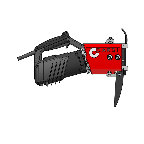 CARDI CD35 chainsaw without bar and chain for wet cuts, side view.