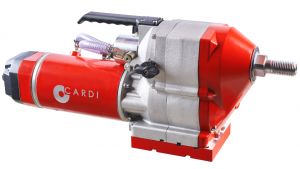 CARDI FR 1005 core drill motor for wet drilling on stand.