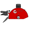 CARDI PE 400 hand-held or on rail wet blade saw with PE technology for 40 cm blade, side view.
