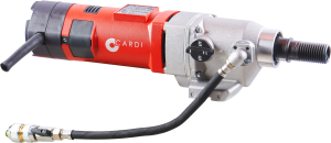 CARDI T1 200-EL core drill motor for wet drilling on stand.