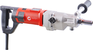 CARDI T1 ME-EL hand-held or on stand core drill for wet or dry drilling with dust extraction system.