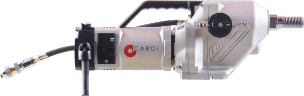 CARDI T9 475-EL core drill motor for wet drilling on stand.
