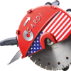 CARDI TP 400-BL very powerful hand-held wet blade saw with TP technology and 40 cm diamond blade, with american flag.