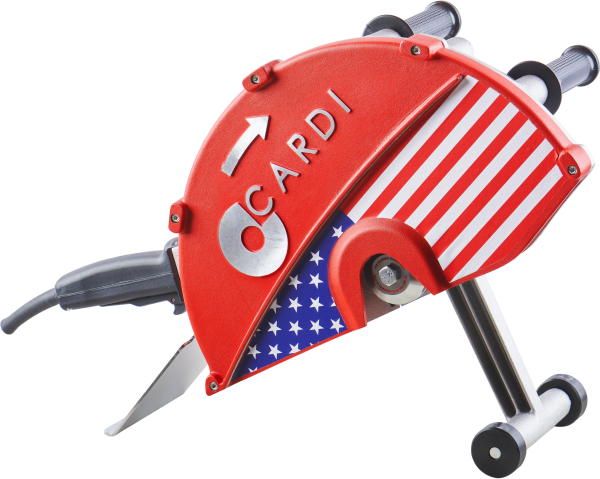 CARDI TP 400-EL very powerful hand-held wet blade saw with TP technology for 40 cm blades, with american flag.