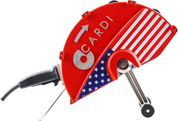 CARDI TP 400-EL very powerful hand-held wet blade saw with TP technology for 40 cm blades, with american flag.