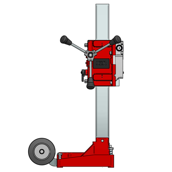 CARDI X2R drill stand for core drill motor, side view.