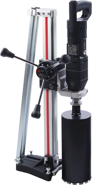 CARDI DS 200 hand-held core drill on stand with DPT micro-percussion technology.
